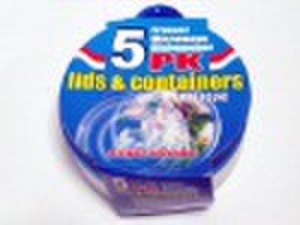 S/5 280ML PLASTIC ROUND CONTAINER W/LID