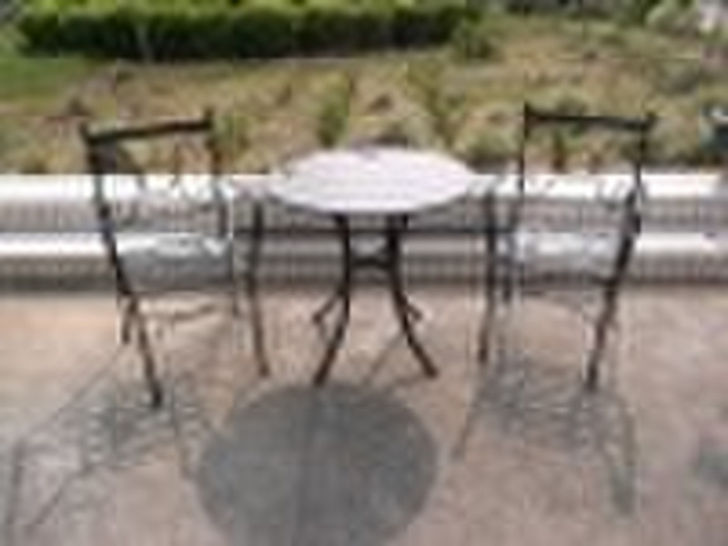 Marble top wrought iron furniture set