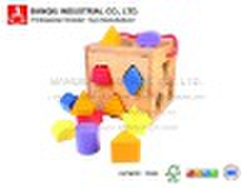 Wooden Toys 12-pcs Shape-Sorting Cube