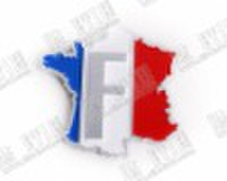 France 3 colors 3D vehicle-logo Car sticker
