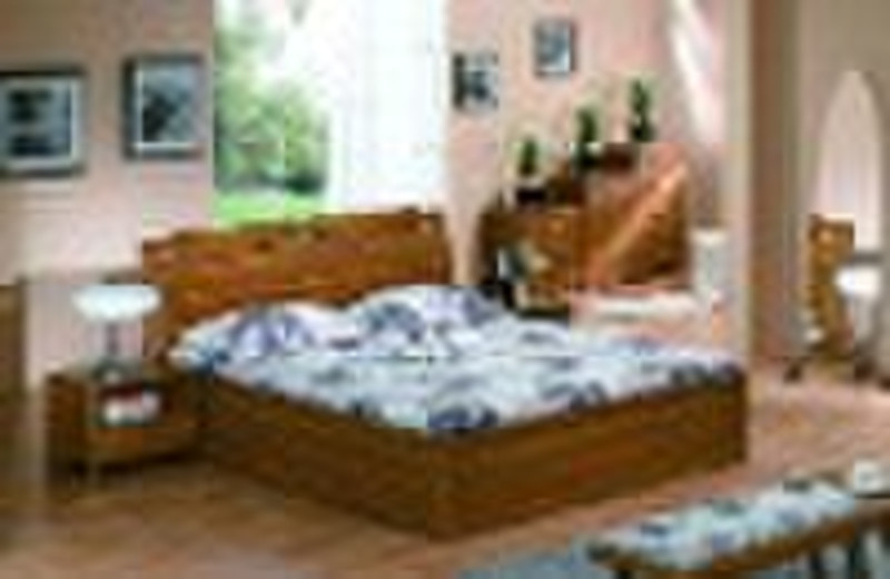 Modern bedroom furniture double wood bed