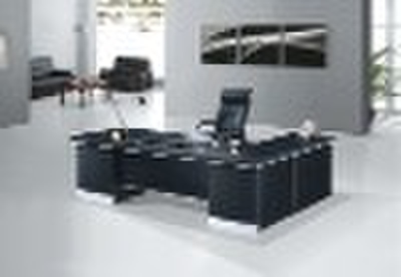 distressed black executive  desk with pedestal HJ-