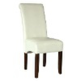 white leather chrome dining chair