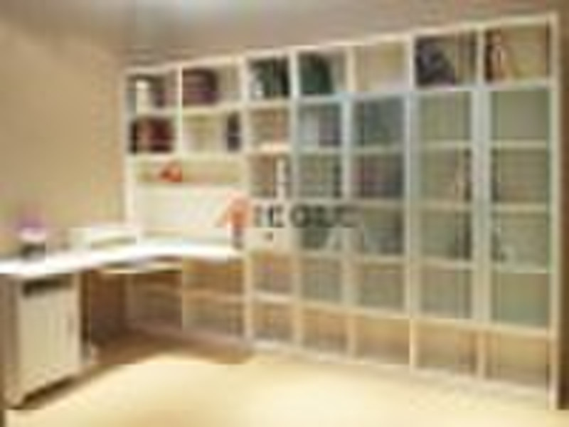 White Bookcase with Desk