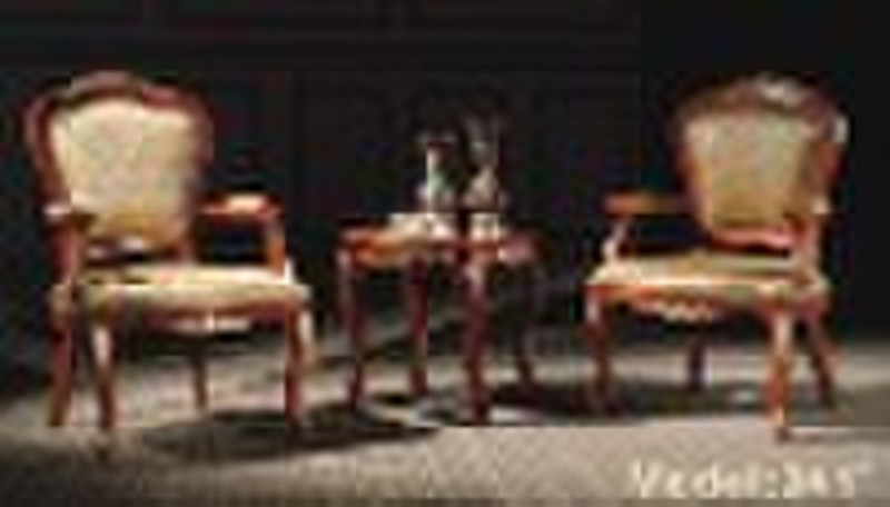 1 tea table and 2 wood chairs