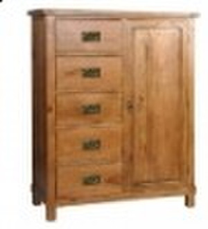 OAK 1 DOOR WITH 5 DRAWER WARDROBE