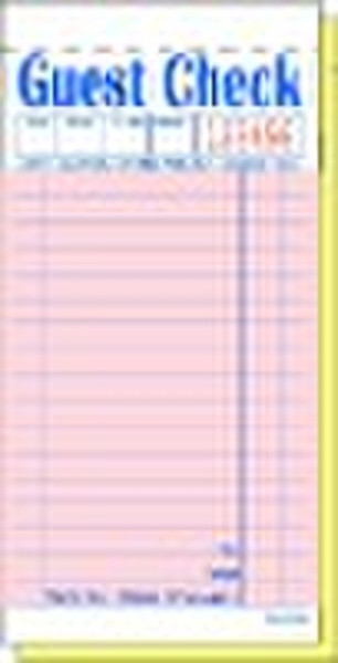 Two-Part carbonless Guest Checks