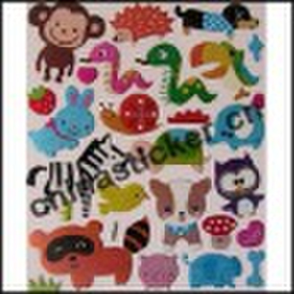 Sponge sticker, 17 PCS Cartoon Animal Sticker deco