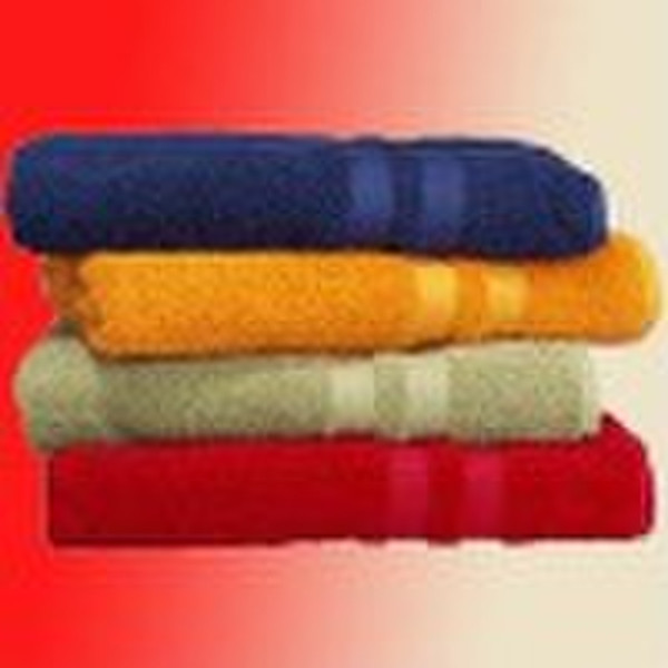 Solid color satin border bath towel