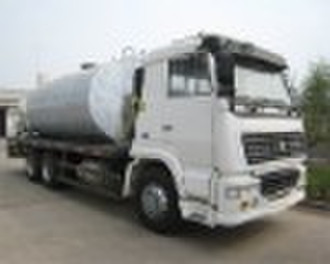 Asphalt-distributing tanker lorry