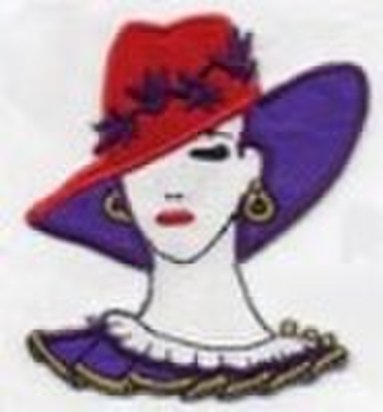 Lady in Red Hat Applique