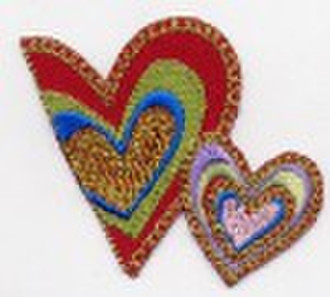 Applique embroidery heart patch for garment