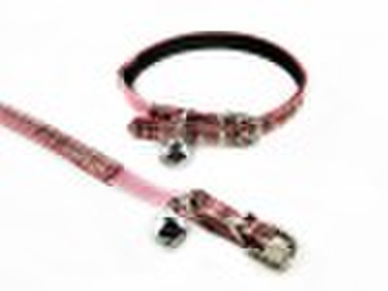 Paillette grid cat collar with bell charm