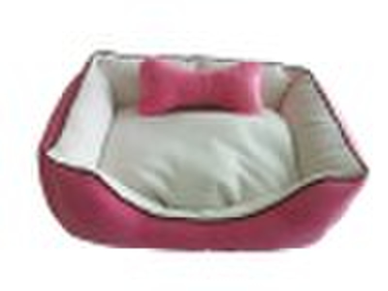 Square pet bed with bone shaped toy