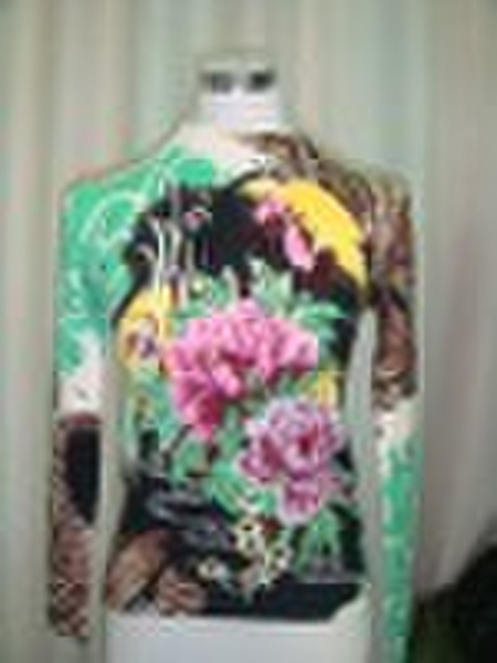12gg cashmere mix color printing fashion woman swe