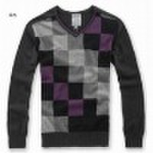 男人和男#39；s雅卡尔V-脖子毛衣