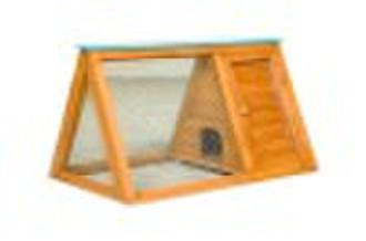 A frame wooden rabbit  hutch