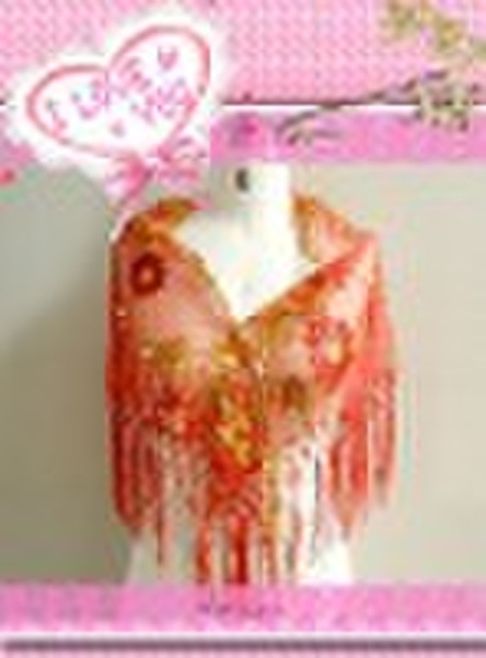 double color sequin embroidery shawl