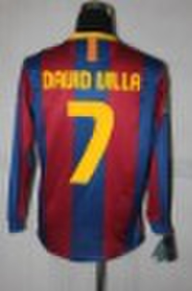 10/11 Barca Home #7 DAVID VILLA Long Sleeve soccer