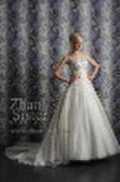 wedding dress with straps and long train