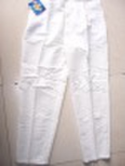 男'条；白ramie/棉花的裤子