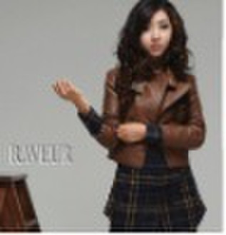 fashion zipper stand collar collect waist leather