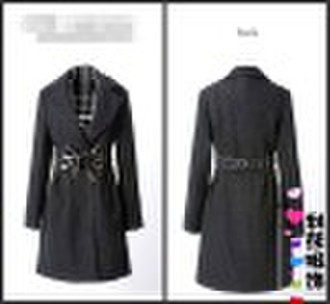 fashion lady bow belt coat