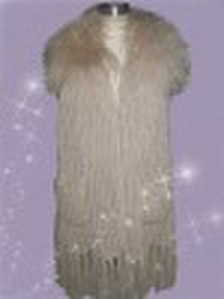 2010 long fashional scarf-like fringed winter vest