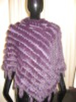 2010 fashion rabbit fur knit poncho (shawl)