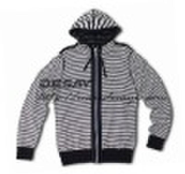 DSM542 mens zip up stripe sweater with hood