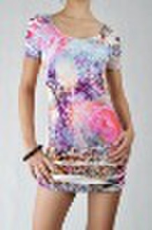 rosa Sublimation Minikleid der Damen, sexy dres