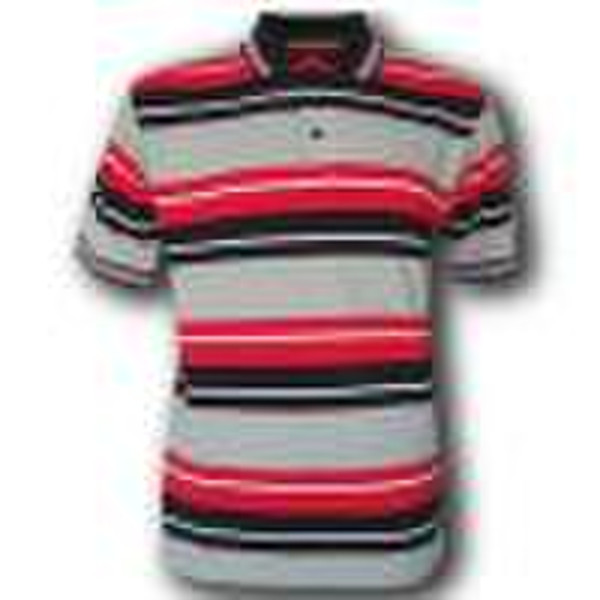 Men's pique polo t-shirt with engineering stri