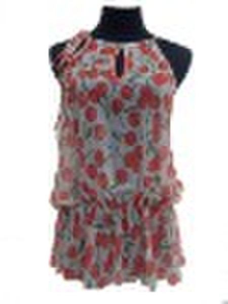 lady flower-pringting  blouse