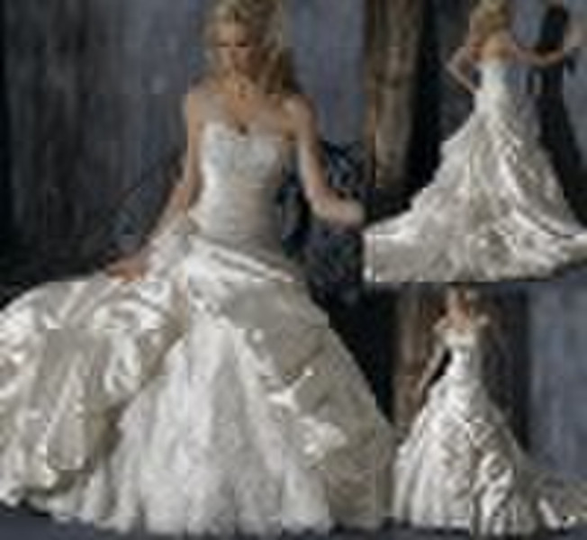 fashion design high quality satin&lace wedding