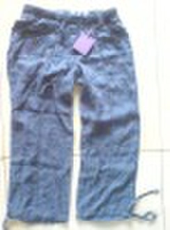 100% linen woman pants 7/8