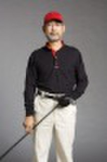 Men Golf long sleeve contrast Polo shirt