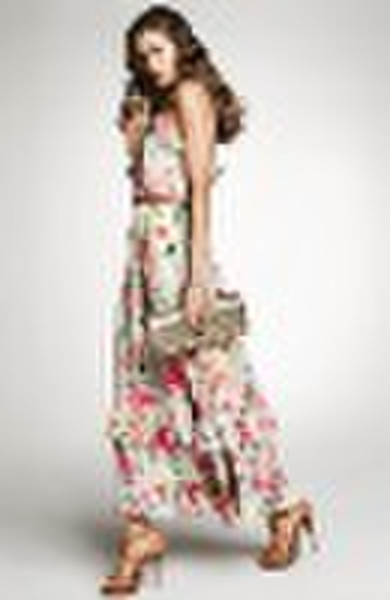 New Fashion Canary Floral Printed Abend Maxi Dre