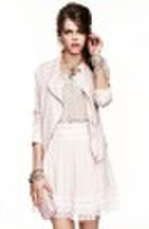 Rib Insert Sleeve Soft Biker Jacket