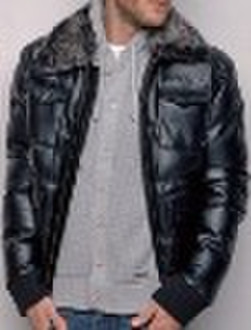 Men's Long Sleeve Puffy Leather Jackets