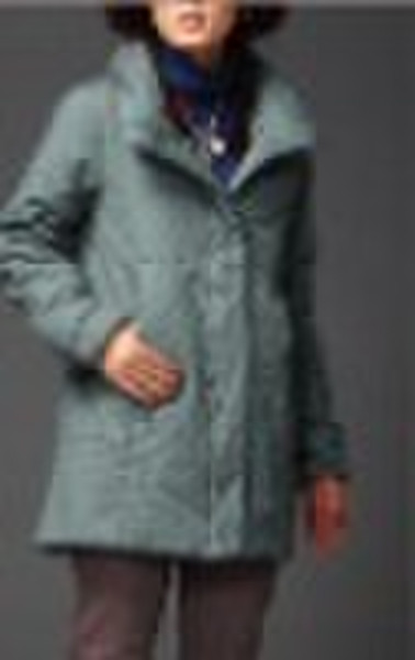 Women warm cotton lapel collar long winter coat