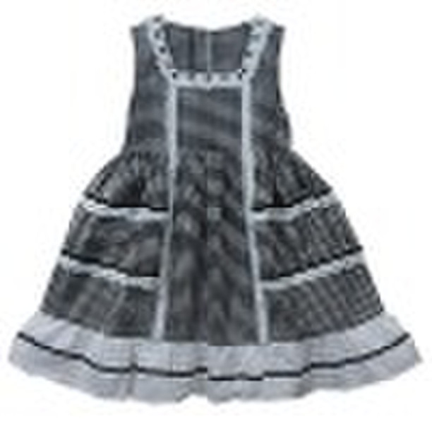 Cotton Plaid Lace Sleeveless Dress