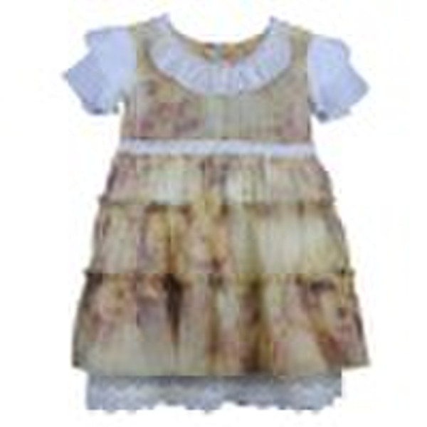 Tie-dyed Multi-layer Hit Lace Short Sleeve Lace Ro