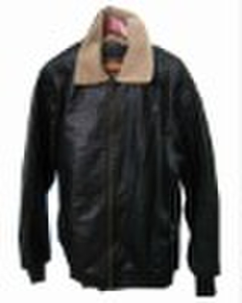 synthetic leather men's quilt jacket