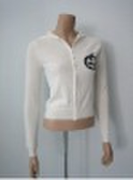 100% cashmere ladies intarsia hoodie cardigan
