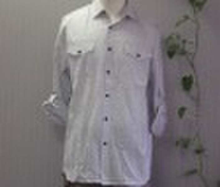mens y/d woven casual long sleeve and soft collar