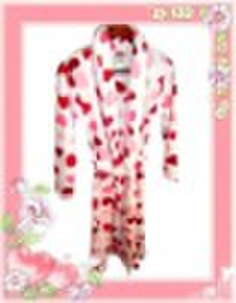 Printed coral fleece bathrobe