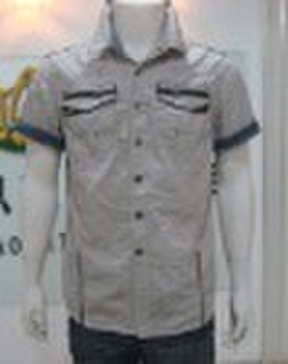 solid short shirts with garment dyed