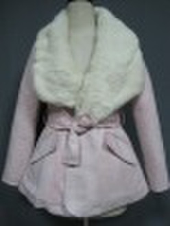 Fashion Women Coats mit Kaninchen-Pelz-Kragen