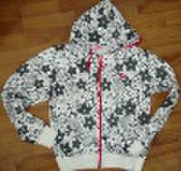 girl's knitted printing hoody jacket