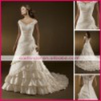 Ruffle V-neckline strapless ivory bridal gown ciwd